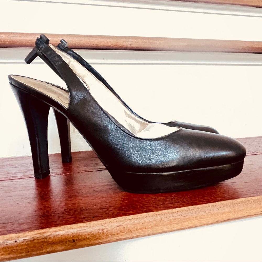 Jessica Simpson Black Platform Slingback Heels